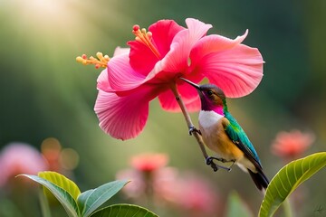 bird on flowergenerated by AI technology
