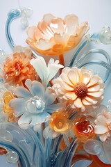 Elegant Glassy Blooms Exquisite Flower Designs with a Glossy Touch