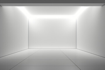 Empty White Room with Corner Ceiling Light - AI-Generated