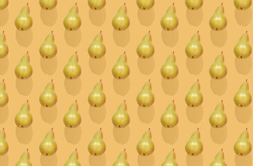 Pattern of pear on yellow pastel background