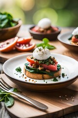 Foodie's Delight: Savor the Exquisite Bruschetta Creation with Chard, Spinach, Poached Egg, and Dukkah!