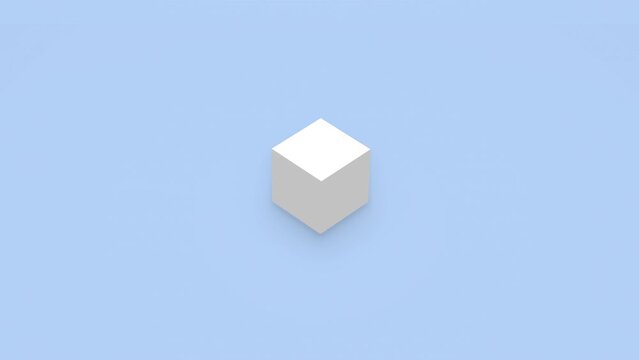 Abstract 3d render of disassembled and assembled white cube shape in isometric view. Computer generated loop animation. 4K seamless motion design