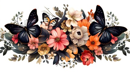 Butterfly Whispers Delicate Multicolor Florals in the Background