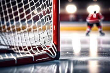 Scored Goal: Net of Ice Hockey Goal. Generative AI