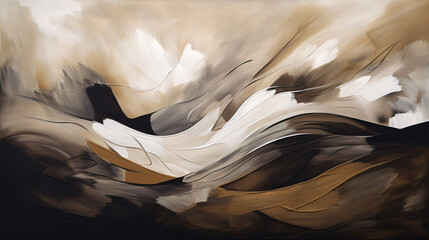 black, brown and beige abstract waves, Generative AI