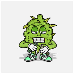 Weed Bud With Bongs Characters Cartoon. For Mascot Logo, Tshirt Design, Business, Cover, Label and Packaging Product.