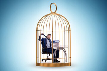 Businessman caught in the cage