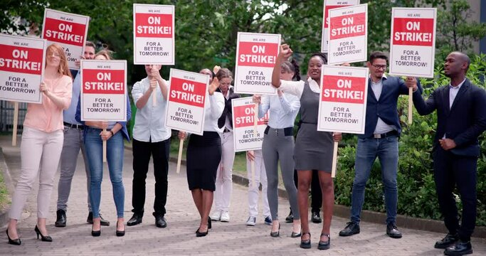 Workers Strike Demonstration In City. Labor Union March