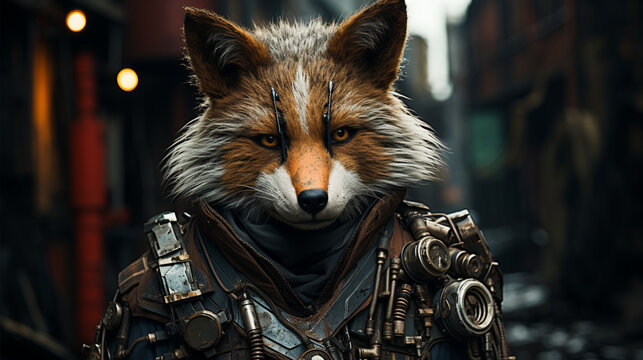 Cyberfox in postapocalypse town