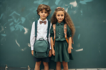 First day of School. Kids fashion. Fictive. Generative AI