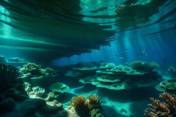 coral reef and diver