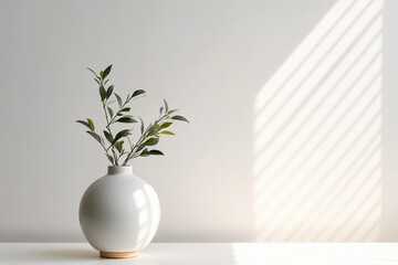 Photo of a white vase with a plant in it - Powered by Adobe