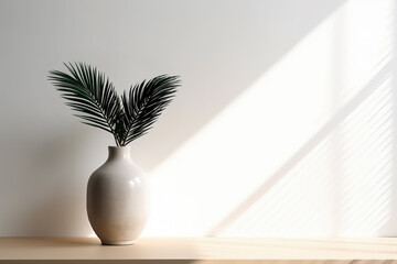 Photo of a white vase with a green plant