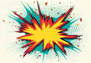 VIntage retro comics boom explosion crash bang cover book design with light and dots.
