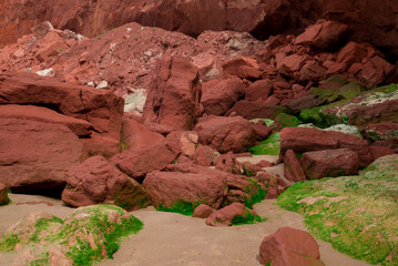 Sandstone cliffs of Exmouth beach,England.UK.