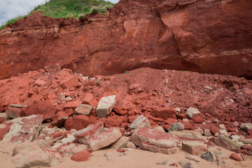 Sandstone cliffs of Exmouth beach,England.UK.