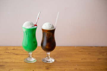 cream soda and coffee float, japanese cafe drink