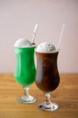 cream soda and coffee float, japanese cafe drink