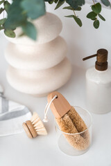 bamboo tool for cleaning plates or appliances at home kitchen