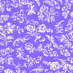 White Ornamental Pattern on a Purple Background