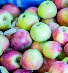 Apples at the market display stall