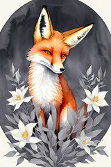 Obraz premium Cartoon Fox in a Colorful World. Generative AI.