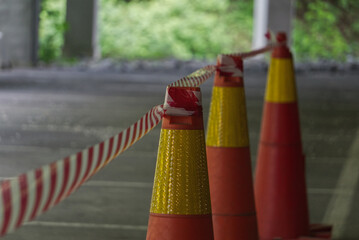 Traffic cones in garage outdoor garage parking house