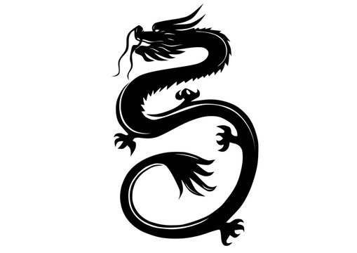 Vector black dragon. Chinese style