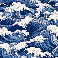 Fototapeta na wymiar japanese wave seamless pattern