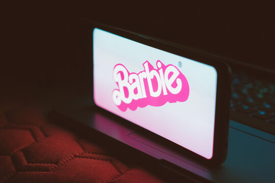 July 21, 2023, Brazil. In this photo illustration, the Barbie the movie logo seen displayed on a smartphone. Barbie is a 2023 American fantasy comedy film Based on the Barbie fashion dolls by Mattel.