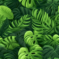  tropical green leaves flat design illustration