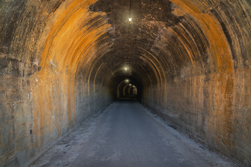 Fototapeta na wymiar Interior of Olvera Tunnel at Via Verde de la Sierra greenway - Olvera, Andalusia, Spain