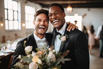 Two Happy Men in Love Share Their Vows and Get Married. LGBTQ Relationship Goals. - Powered by Adobe