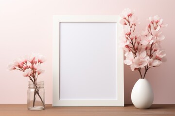 Fototapeta na wymiar frame mockup, white frame, white picture design, Generative AI