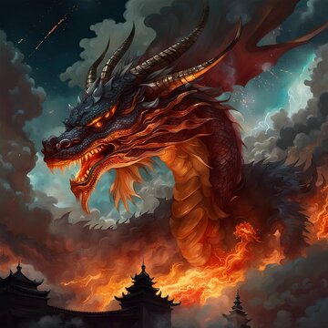 Chinese dragon in the sky