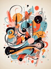 Obraz premium Art, shapes, and abstraction. Trendy items, doodles, brush strokes, and other printed materials are depicted in vector form.