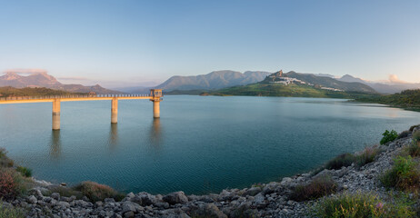Panoramic view of Zahara-El Gastor Reservoir and Zahara de la Sierra - Zahara de la Sierra, Andalusia, Spain