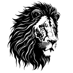 Adult Lion silhouette black and white