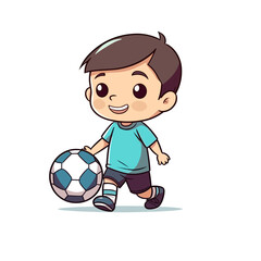 Boy Playing Soccer Illustration