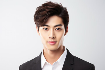 Beautiful korean man on white background