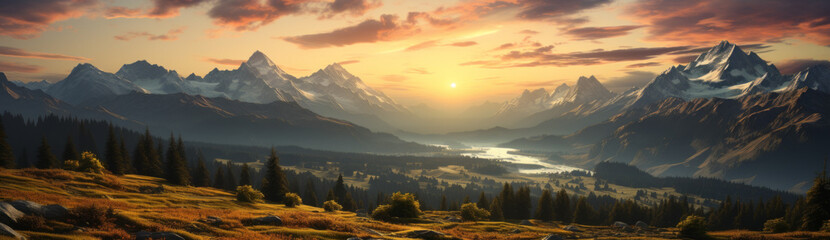 Mountain landscape at sunset