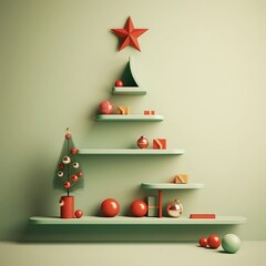 minimalist design of christmas tree. Generative AI.