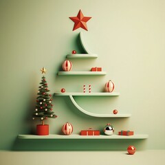 christmas tree with gifts design. Generative AI.