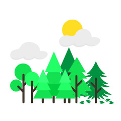 Forest Pine Trees Nature Flat Design