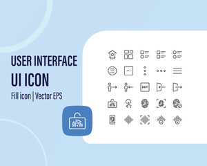 set of ui ux icon set, user interface icon set collection.