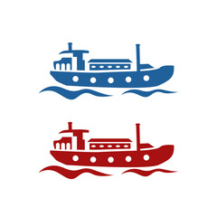 cargo ship set simple vector illustration