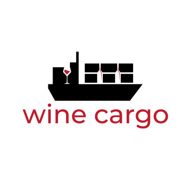 cargo ship and wine simple vector illustration
