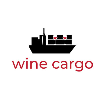 cargo ship and wine simple vector illustration