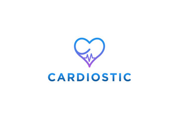 Cardio heart beat logo design medical healthcare clinic icon symbol  