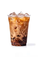 Foto op Aluminium Iced coffee in plastic takeaway glass isolated on white background © agungai